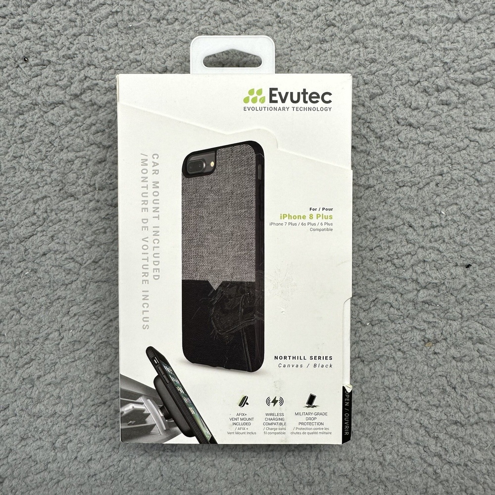 Evutec iPhone 8 Plus/‎ 7 Plus/ 6s Plus/ 6 Plus Canvas/Black Leather, Fabric